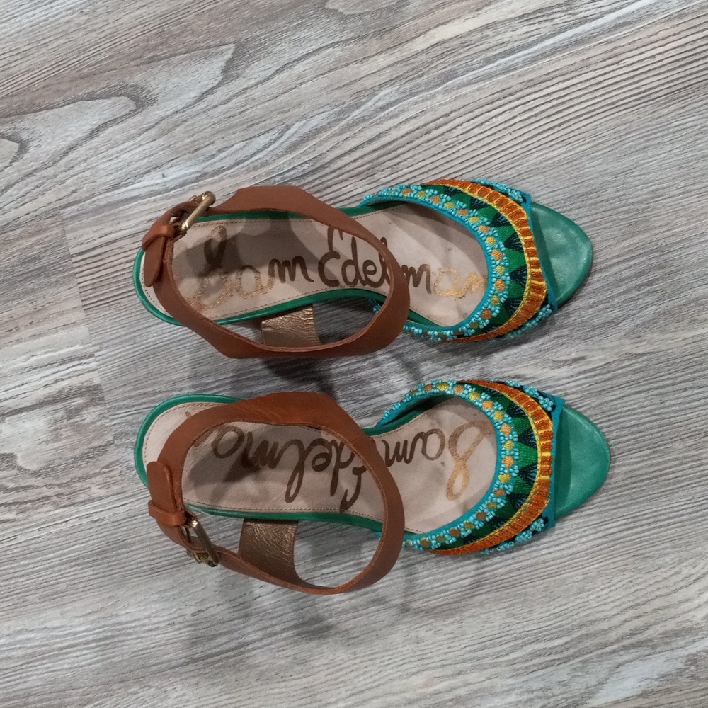 Sam Edelman Brown and Teal Heels - Picture 10 of 16